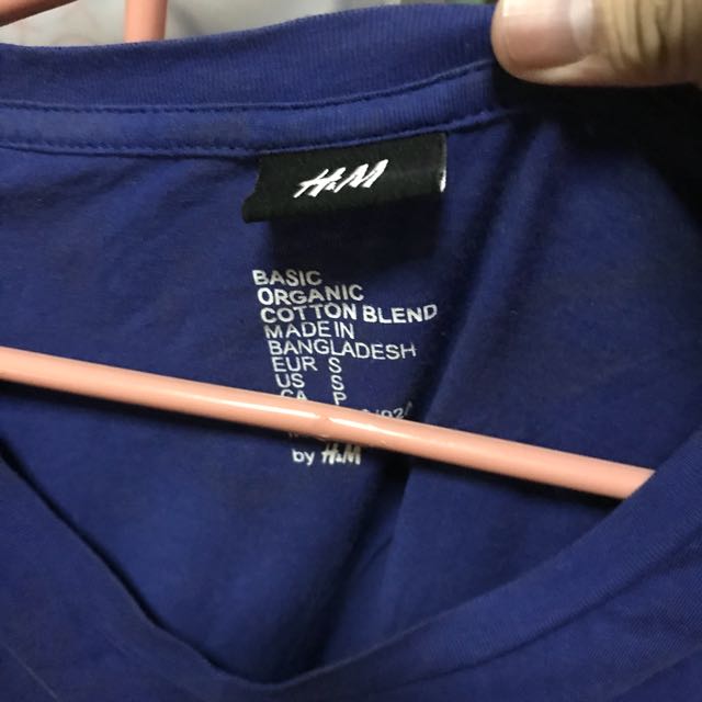 H M Blue Basic Organic Cotton Blend Tee Size S Men s Fashion Tops Sets Shirts on Carousell