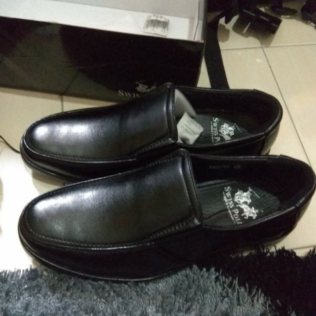 Kasut hitam kerja swiss polo Men s Fashion Footwear Dress shoes