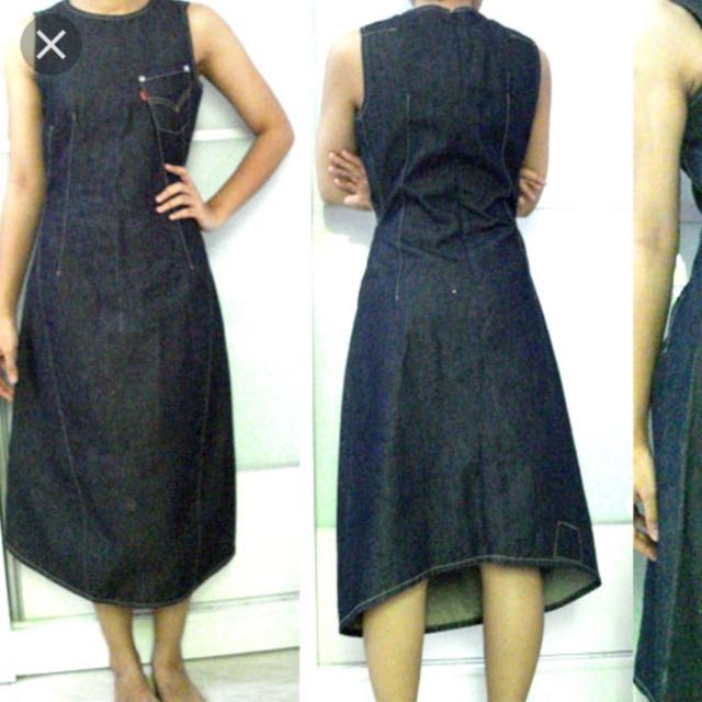 levis black denim dress