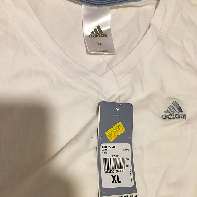 adidas white v neck t shirt