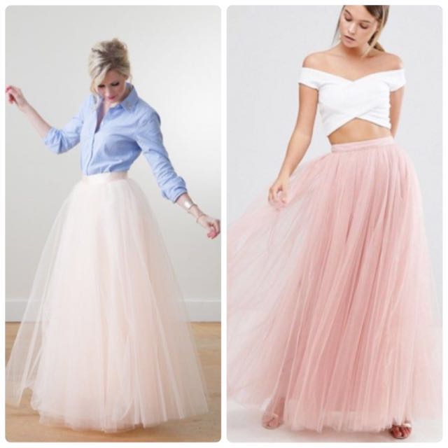 tulle maxi skirt blush