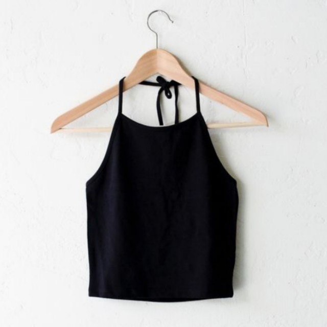 black halter top backless