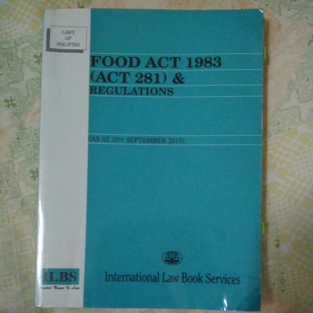 Food Act 1983 Act 281 Regulations Textbooks On Carousell