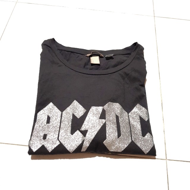 H M Women Dark Grey Tee Women S Fashion Clothes Tops On Carousell