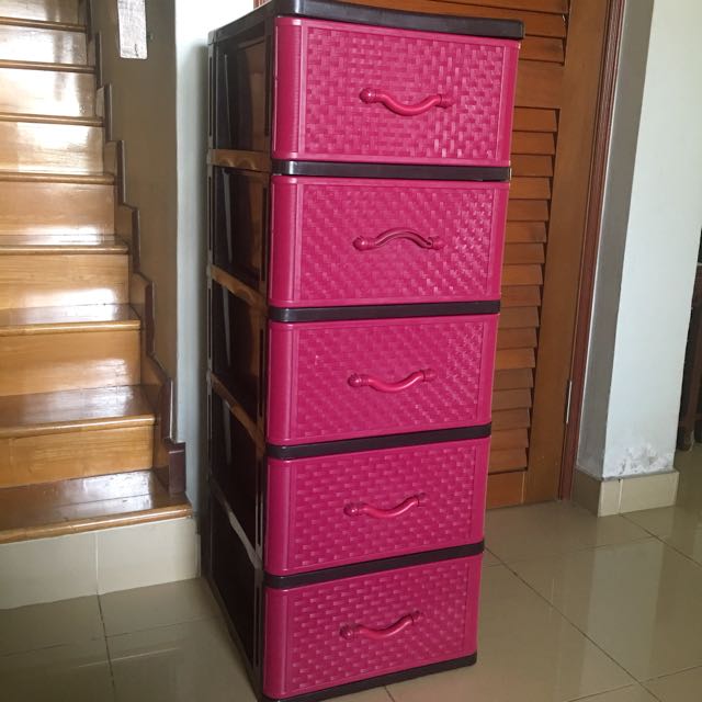 Pink Plastic Drawer 5tier Home Furniture Furniture On Carousell
