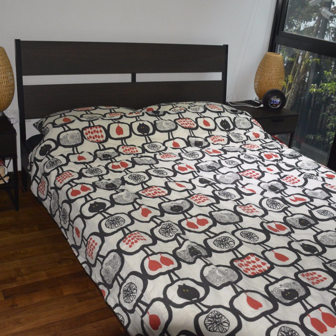 Ikea Trysil Bed Frame Together With Slatted Base And Midbeam Queen Size Furniture Beds Mattresses On Carousell