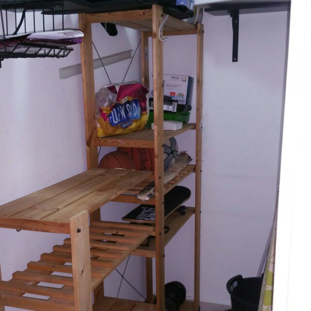 Ikea Wooden Rack Storage, Wooden Shelving Unit With Baskets Ikea