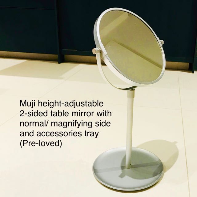 Muji table mirror with magnifying / normal mirror, Furniture & Home