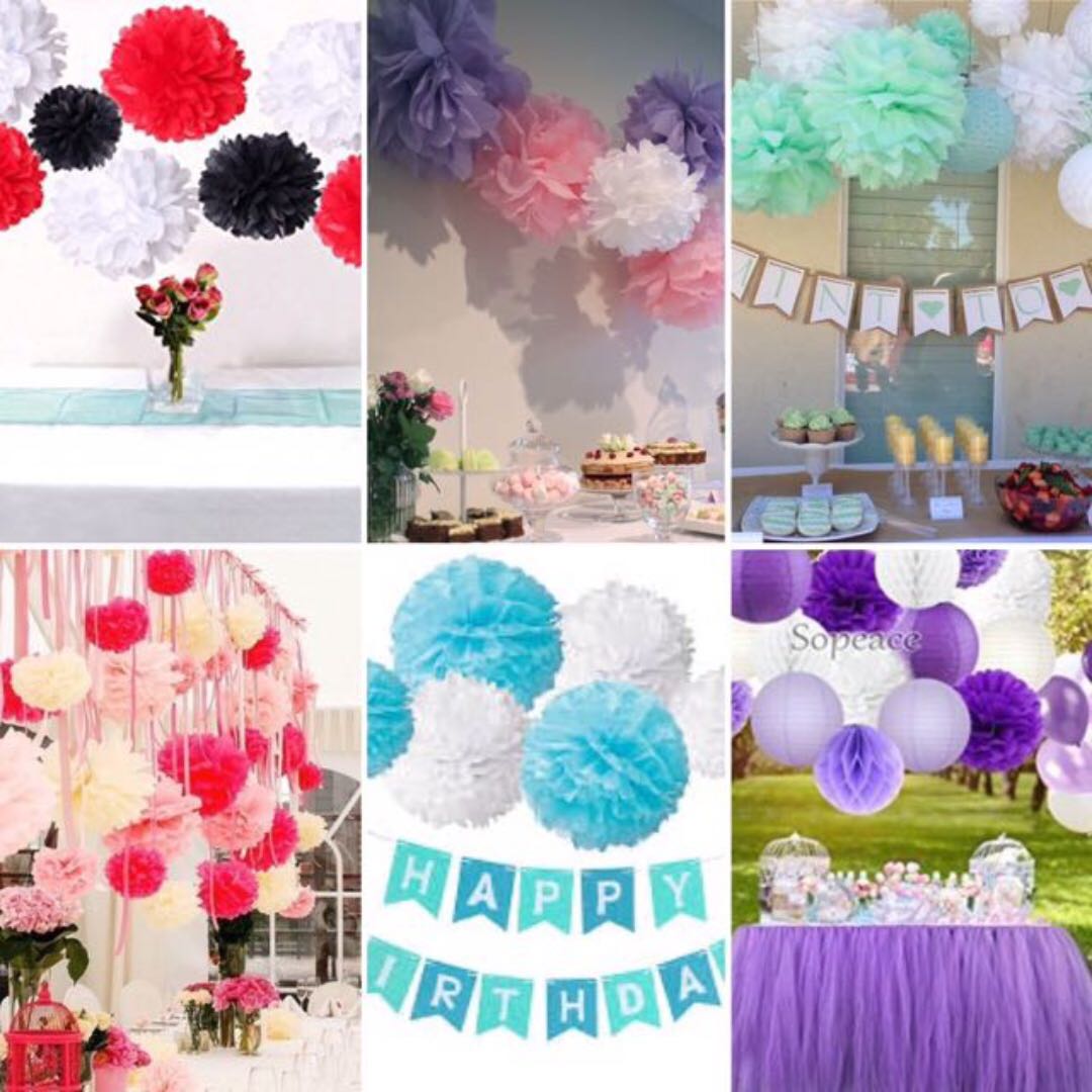 Pom Pom Paper Decoration Party Celebration Design Craft Others