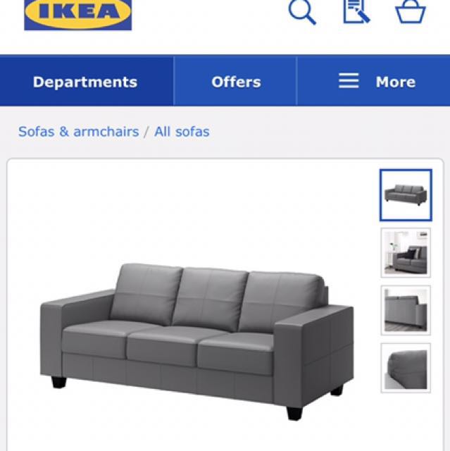 Sofa Ikea skogaby (bahan kulit) leather, Perabotan Rumah di Carousell
