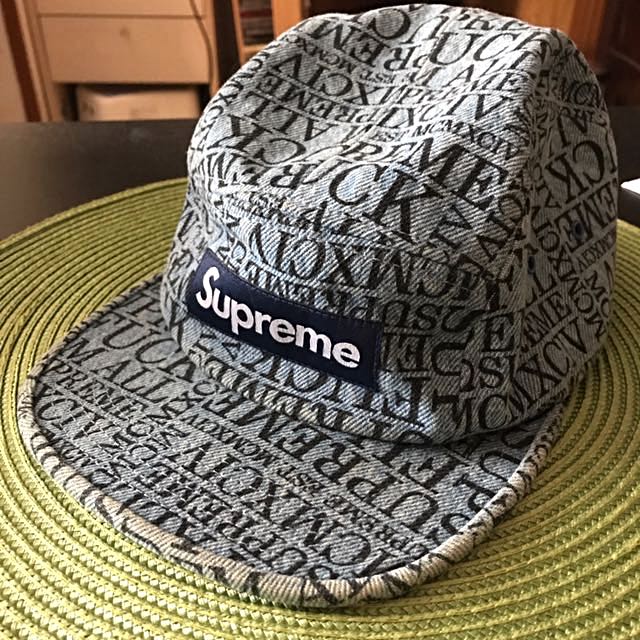 Supreme Fuck Em All Denim Camp Cap, 男裝, 手錶及配件, 棒球帽、帽