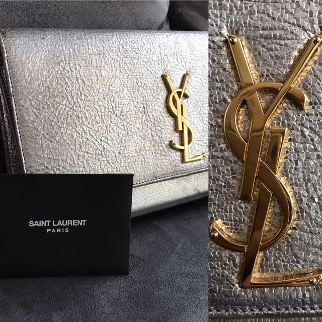 Ysl silver and gold clutch hot sale