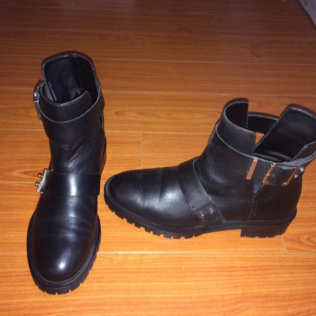 Zara combat boots authentic leather Women s Fashion Shoes on