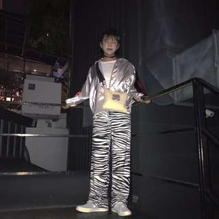 斑馬紋休閒落地褲