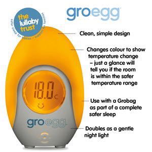 Digital Room Thermometer Gro-Egg Colour Changing LED Baby Safe Sleep Night Light 