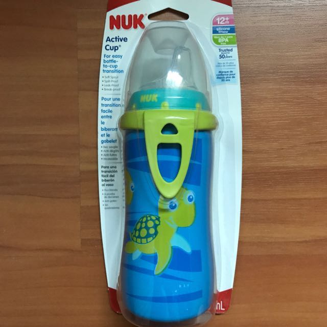 NEW Nuk Active Blue Turtle Silicone Spout Cup 10oz