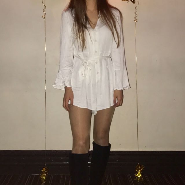 white flowy playsuit