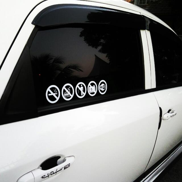 1set Car Window Sticker Ban Logo No Smoking Eating For Grab Uber Taxi Cab Auto Accessories On Carousell