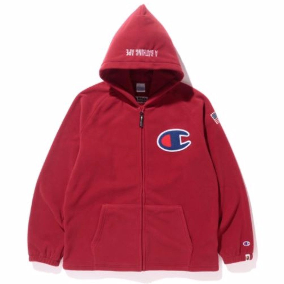 champion red zip up hoodie