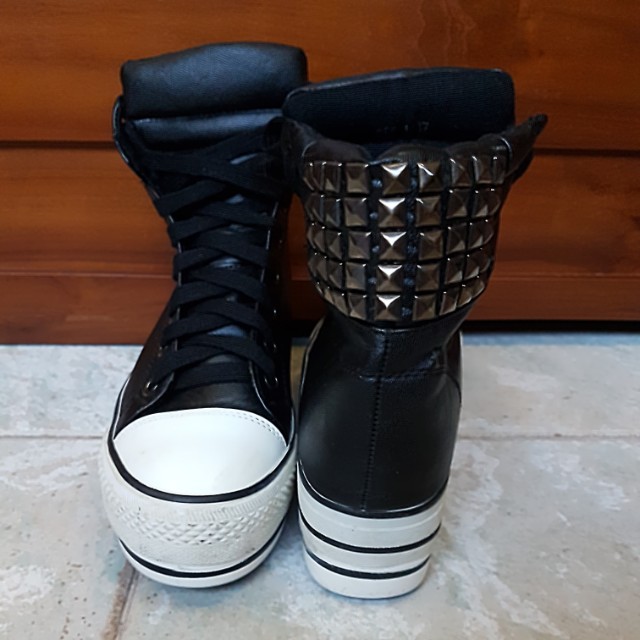 Black sneaker platform boots, Women's 