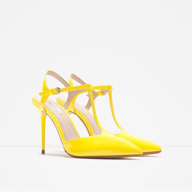 yellow patent heels