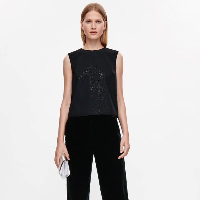 black sleeveless sequin top