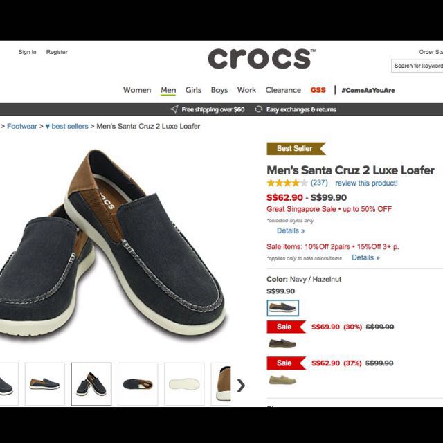 crocs santa cruz 2 luxe men's loafers