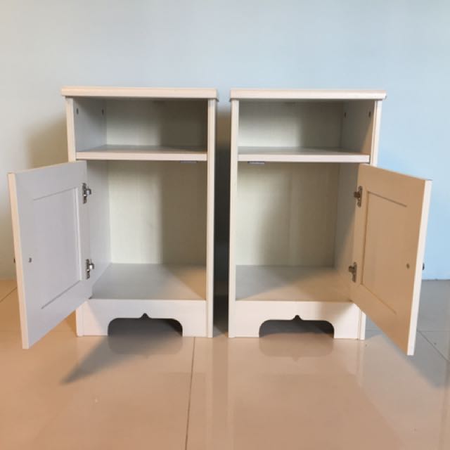 Ikea 2 X Aspelund Bedside Table Furniture Shelves Drawers On