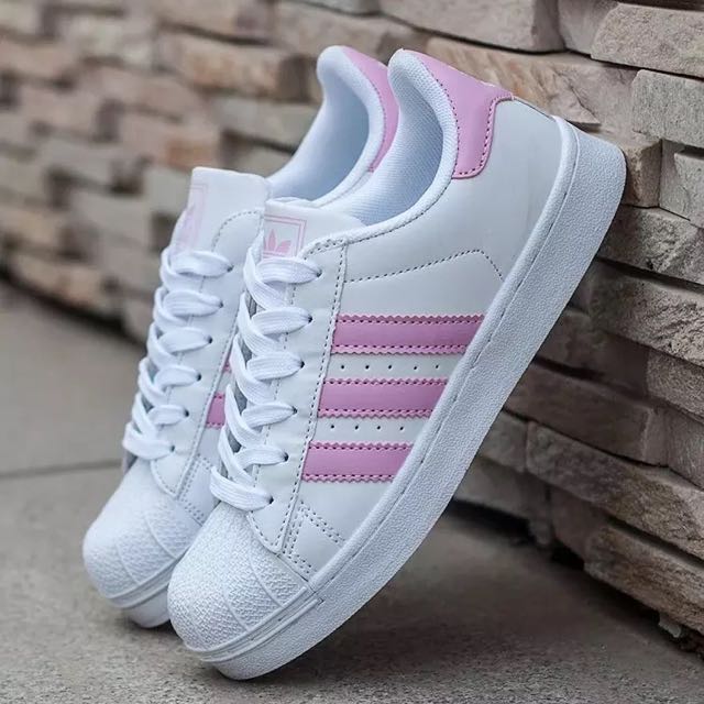 adidas superstar pink stripes
