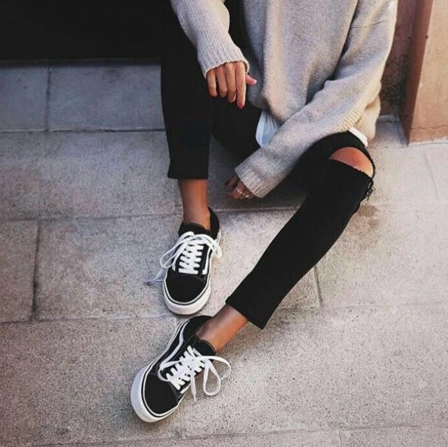 Vans Oldskool Black White Olshop Fashion Olshop Wanita Di Carousell