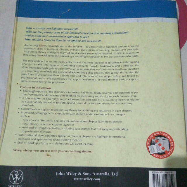 Accounting Theory 7th Edition Jayne Godfrey Original Bekas Buku