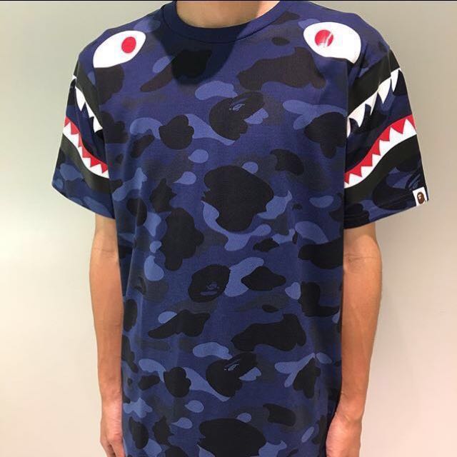 Bape shark hot sale shoulder tee