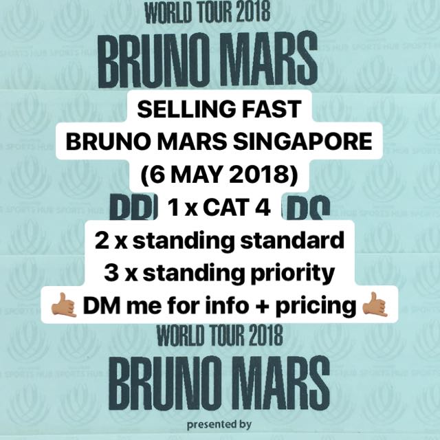 BRUNO MARS SINGAPORE, Tickets & Vouchers, Local Attractions & Transport