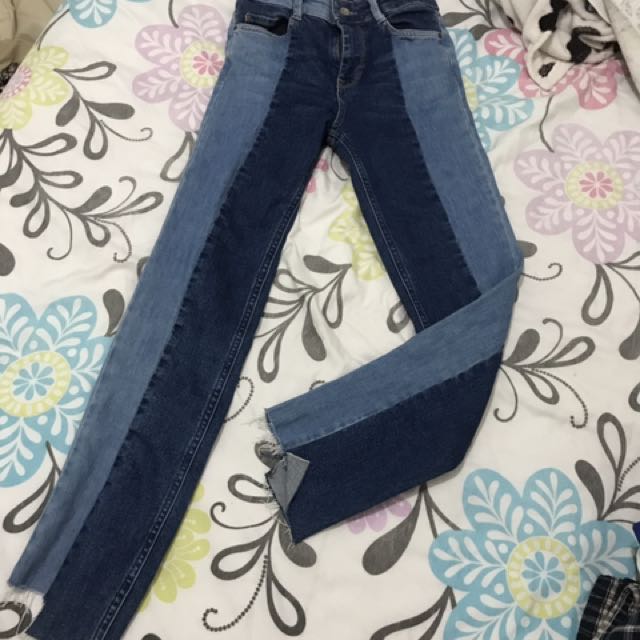 two tone jeans zara