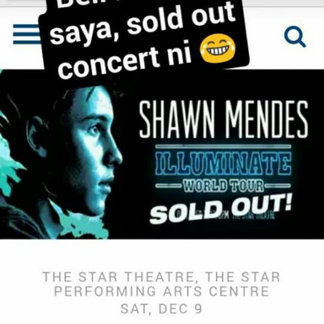 Shawn Mendes Illuminate World Tour Concert Ticket (Singapore), Tickets