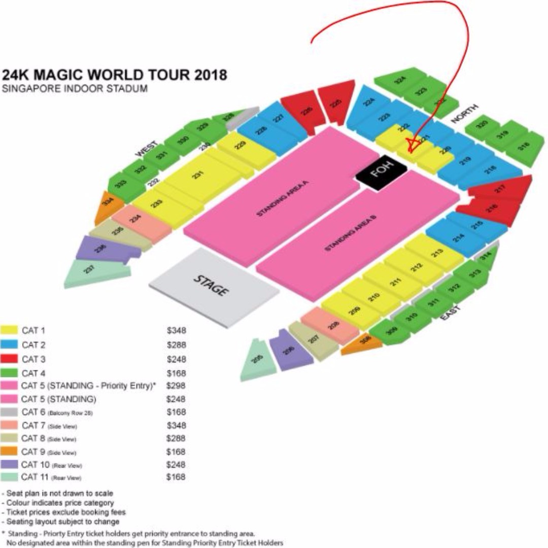 BRUNO MARS SINGAPORE VIP TICKET 24K MAGIC WORLD TOUR, Tickets