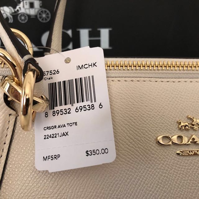 Coach Crossgrain Ava Tote Shoulder Bag Handbag Chalk Gold