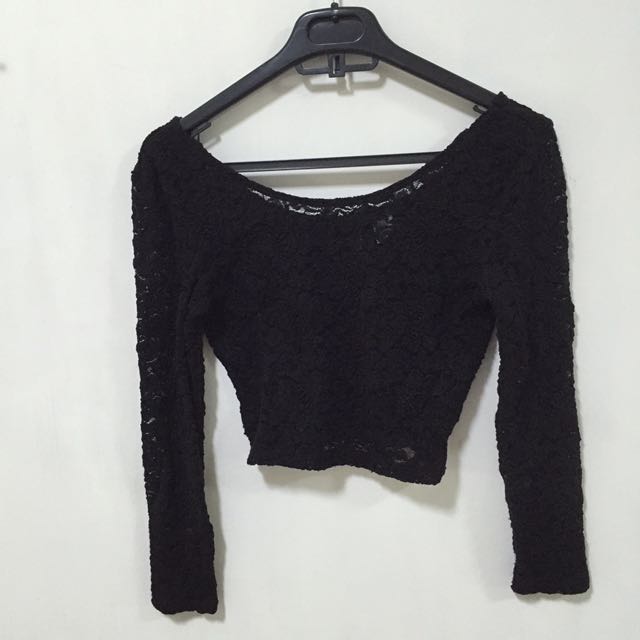 sheer black top h&m