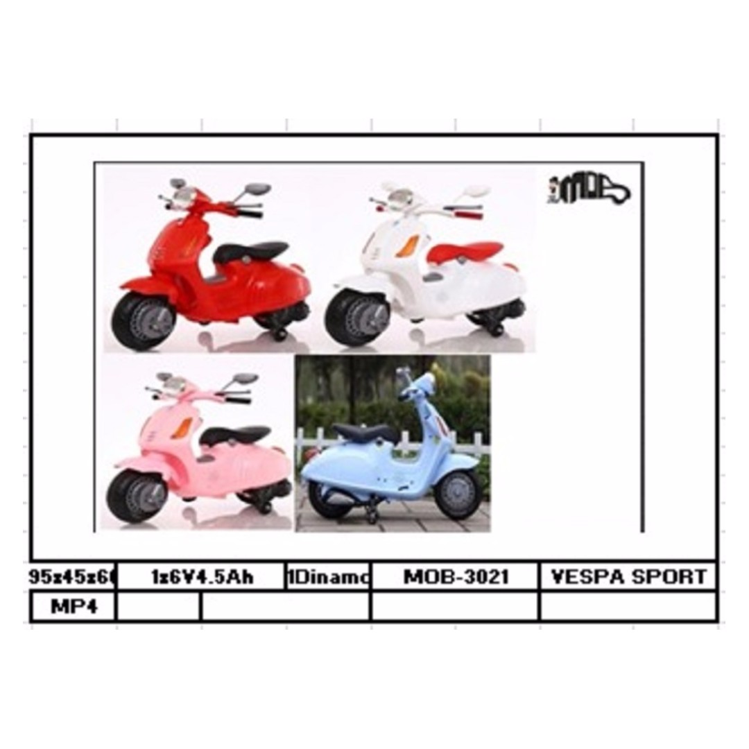 Mainan Anak Motor Aki Vespa Sport MOB 3021 Toys Collectibles