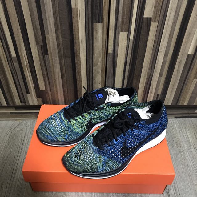 Nike Flyknit Racer Crew Blue Men s Fashion Footwear Sneakers on Carousell