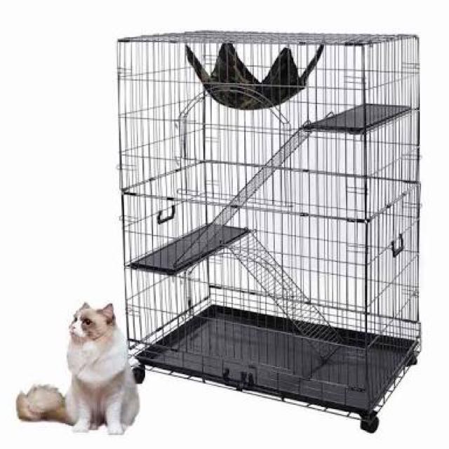 Pet Crate Pet Cage For Cat Or Dog 3 Layer 2 Doors Collapsible