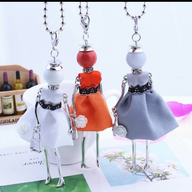 Brand New French Paris Women Girl Doll Pendant Necklace Handmade