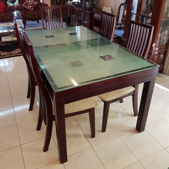 Dining table with 5 chairs, Furniture & Home Living, Furniture, Chairs