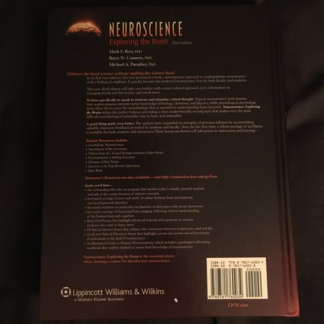 Neuroscience Exploring The Brain By Mark F Bear Barry W Connors And Michael A Paradiso Books Stationery Fiction On Carousell