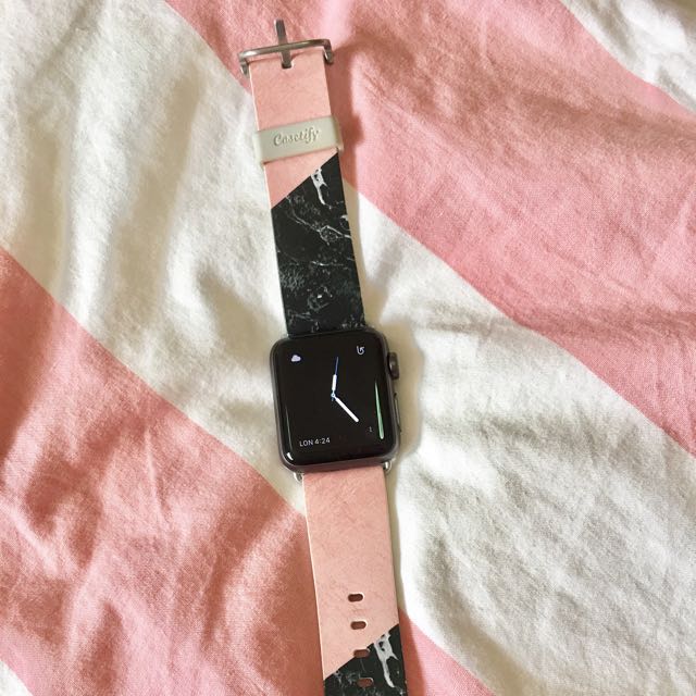 pink and black nike apple watch band