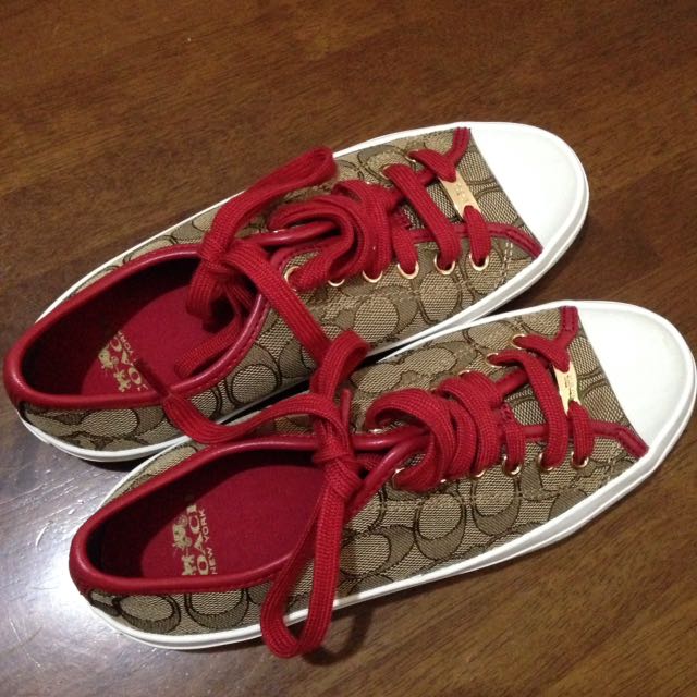 red coach sneakers