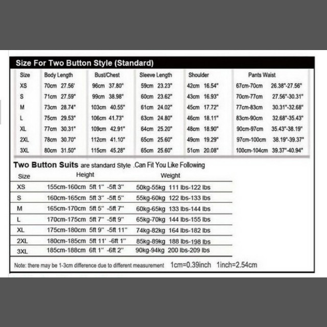 CELEBRITY FULL SUIT SET S FOR MEN Size Chart Included