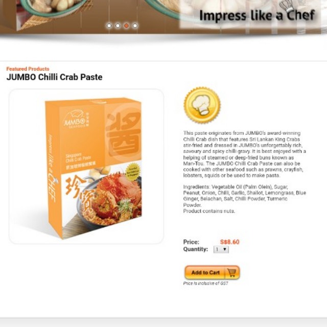 Jumbo Singapore Chilli Crab Paste, Food & Drinks, Local Eats on Carousell