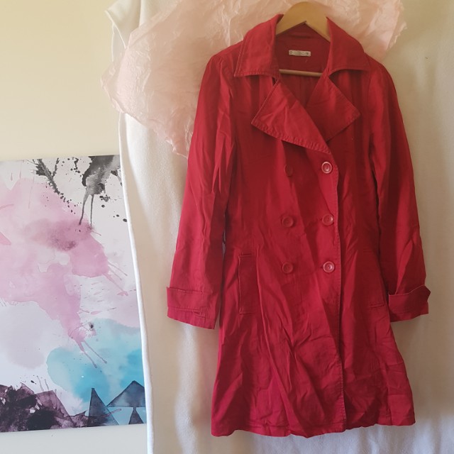 Red Target Trench Coat Women S Fashion Clothes On Carousell