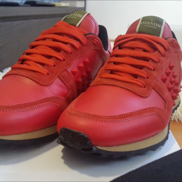 valentino rockstud sneakers red